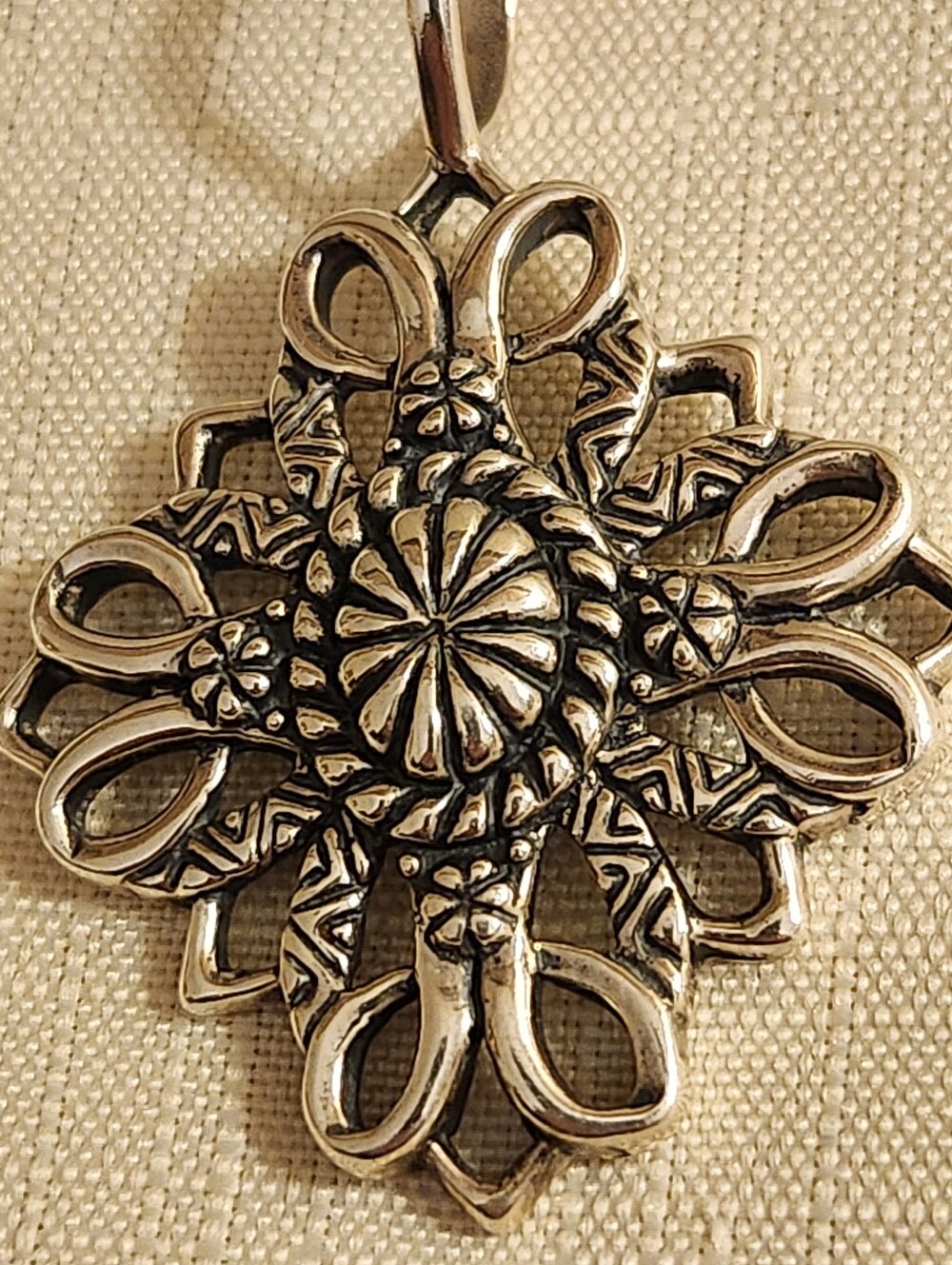 Sterling Silver Floral Filigree Pendant - Picture 2 of 7